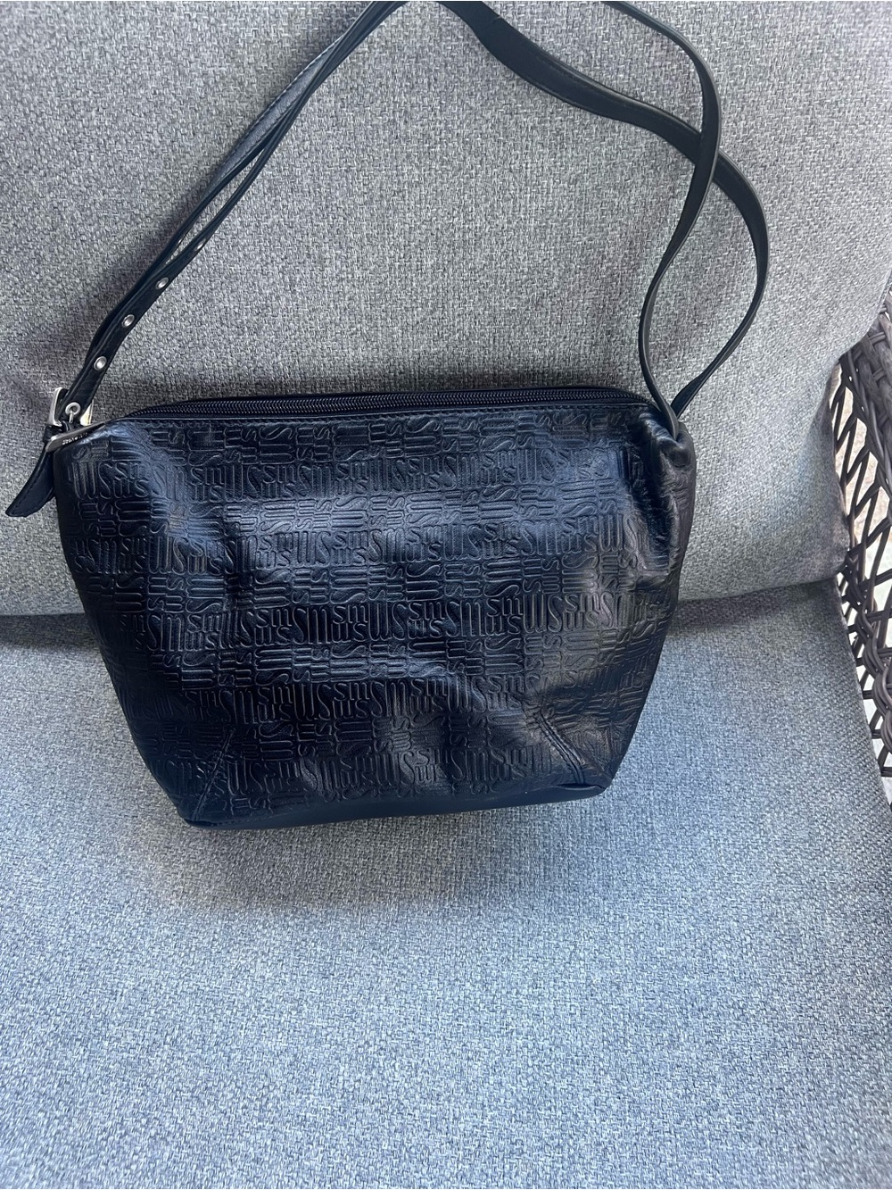 Vintage Stone Mountain Black Leather Shoulder Bag Hobo Purse Handbag Made in USA
